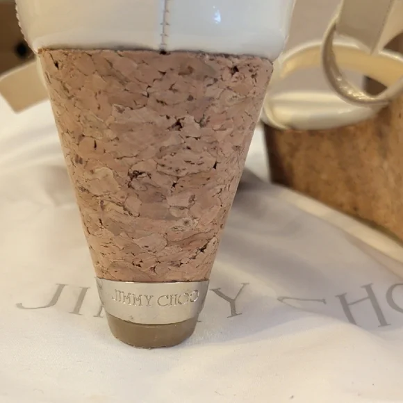 Jimmy Choo Cream Patent Wedges - Picture 4 of 7